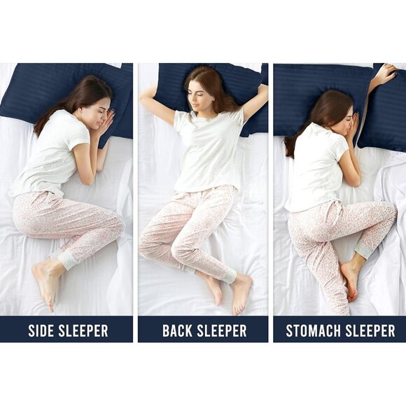 Bedding Bed Pillows for Sleeping King Size (Navy) Set of 2 Cooling Hotel… - Picture 3 of 8